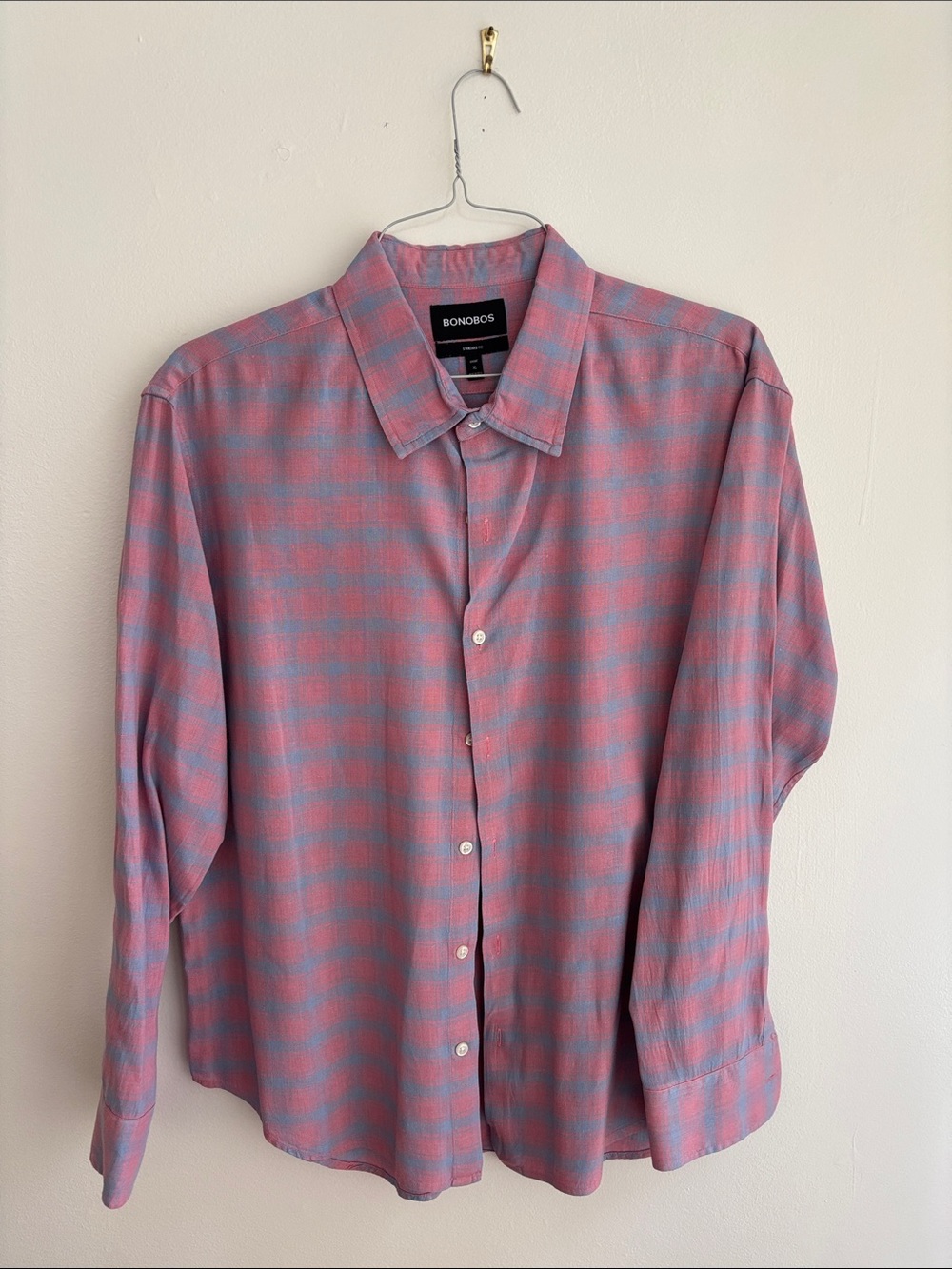 Bonobos men’s blue and red plaid button down dress shirt